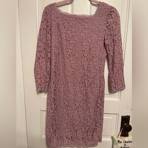 Adrianna Papell Mauve Lace Mini Dress